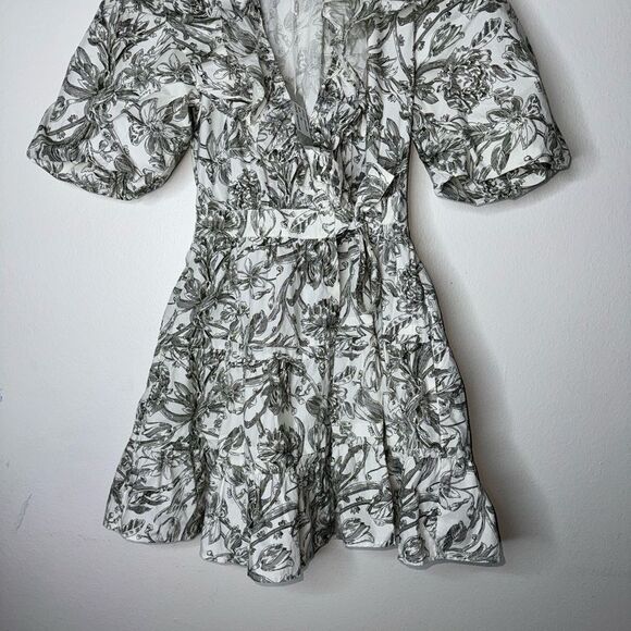 CAROLINE CONSTAS Women’s Ruffled Wrap Side-Tie Mini Dress Size XS - Picture 3 of 8